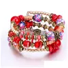 Bracelets de charme Colorf Bracelet Charms Bohème Fleur Bijoux Filles Mode Perles Ethniques Bracelets Pour Femme Vintage Mtilayer Wrap Be Dh3Cn