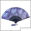 Party Favor Chinese Silk Fabric Folding Fan Women Hand Bamboo Fans Japanese Style Wedding Gift Decration Drop Delivery Home Gar Dhyty