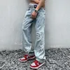 Jeans pour hommes Y2k Jeans rétro lavé jean hommes vieux amour motif Patch bord brut ample jambe large pantalon Joggers hommes pantalon Hip Hop Streetwear 231122