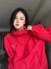 Women's Jackets NiceMix Women Hooded Coat American Retro Outwear Fashion Trend Casual Embroidery Top Simple Solid Hip Hop Couple Streetwear