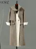 Женское кашемировое пальто из искусственного меха UCXQ, двустороннее кашемировое пальто, элегантное женское шерстяное пальто из искусственного меха из двух частей с шарфом, осень-зима 2023 23A4520 231122