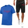 Personalização do logotipo masculino 2023 impressão casual masculina 2 PCs Surves de suor de sweat shlevs shirts sportswear tracksuit