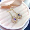 أقراط DANGE FS TANZANITE/CITRINE/OPAL S925 Pure Silver Fashion Charm Weddings Luxury Jewelry for Women Meibapj