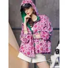 Women's Jackets Printed Hooded Baseball Jacket Women's Spring And Autumn Fashion Style Fried Street Age-reducing Loose Women