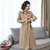 Women's Trench Coats 2023 Spring And Autumn Slim Fit Windbreak Medium Length Khaki Large Size Temperament Fashion High End Coat