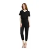 Women's Jumpsuits Rompers Summer Women Jumpsuits Elegant Black White Office Work V-neck Jumpsuit Casual Bodysuit Rompers 230422