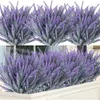 Decorative Flowers Artificial Flower Plastic Flocking Lavender Bouquet Wedding Party Outdoor Indoor For Home Table Decoration Valentine's