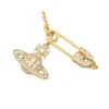 Western Empress Dowager Vivian Saturn Full Diamond Pins Female Liten Crowd Design Luxury Ins Paper Clip Armband