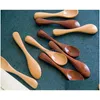 Spoons Natural Wooden Spoon Scoop Wood Tea Honey Coffee Connt Salt Sugar Drop Delivery Home Garden Kitchen Dining Bar Flatware Dhhi5