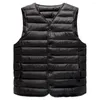 Gilets pour hommes Hommes Gilet Veste Élégant Hiver Rembourré Col V Manteau Chaud Coupe-Vent Plus Taille Cardigan Pour Un Confort Décontracté Sans Manches