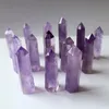 7~10cm Natual Amethyst Quartz Pillar Purple Crystal Point Arts Ornament Mineral Reiki Healing obelisk wand six-sided Energy stone Owpkt