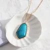 Colliers pendentifs Fashion Trendy Chic Jewelry Natural Blue Turquoise Stone Collier pour femmes Boutique Party Accessoire