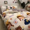 Yatak takımları kızlar kızlar set moda yetişkin çocuklar yatak keten yorgan yorgan kapağı yastık kılıfı sevimli çizgi film