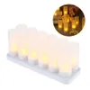 Bougies chauffe-plat sans flamme vacillantes à LED rechargeables avec tasses givrées Base de charge Lumière jaune 4 6 12pcs / ensemble Y200531238z
