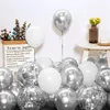 Feestdecoratie 102 stuks metallic zilver wit confetti ballonnen slinger boog kit baby shower verjaardag bruiloft afstuderen decoraties