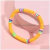 Beaded Surfer Heishi Clay Bead Strands Bracelets Fashion Women Colorf Stackable Beaded Stretch Friendship Hand Charms Boho Bohemia Sum Dhlvm