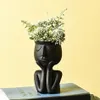 Estilo nórdico humano pensar rosto cerâmica casa plantas vaso de armazenamento flor plantador mesa decoração y0314249r