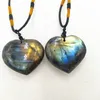 Raw Crystal Labradorite Moonstone Ocean Heart Pendant decor Jewelry Necklace Energy stone quartz Love Hearts Gift Cevgu