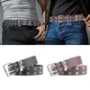 Belts Double Grommet Belt With 2 Holes Prong Buckle Punk Adjustable Gothic Waistband For Club Jeans Cosplay Party Men