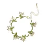 Halskette-Ohrringe-Set, süße weiße Farbe, Maiglöckchen-Anhänger für Frauen und Mädchen, niedliche Kunstperlen-Blumen-Halsketten, Statement-Französisch