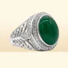 Bague pour hommes avec pierre d'agate verte naturelle en argent sterling 925, design creux vintage, bijoux élégants turcs, Gifr pour hommes et femmes5913236