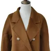 Women's Wool Blends High-end Woman Wool Coat Mid-length Cashmere Coat Autumn Winter Water Ripple Gray Camel Coat Caramel Color Button Belt Hand-sewn 231121
