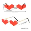 Lunettes de soleil Roman mosaïque coeur lunettes de soleil drôle pixélisé mosaïque lunettes rétro Gamer Robot lunettes Cosplay fête lunettes pour hommes femmes J230422