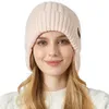 Mens Womens Winter Knitted Double Layers Wool Hat Ear Protection Beanie Thick warm Cable Knit Beanie Cap Hat Daily Rib Cuff Beanie Unisex Daily Cuffed Plain Knit Hat