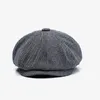 BERETS 2023 Spring Autumn and Winter Dad Leisure Octagonal Hat Restore HerringBone Sboy Cap Male Ivy Hats Män Big Size Beret 58cm 60 230421