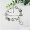 Charm armband hjärtblommor form armband pan dora design 925 sier vintage pärlor armband charms flickor lady crystal rhinestone diamo dhtkr