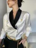 Kadınlar Blouses 2023 Blusas Mujer de Moda Bluz Kadınlar Moda Vintage Gömlek Mizaç Bayanlar Üst Renkli Uzun Kollu Koreli