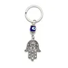 Antik silverlivslivslängd Charm Evil Eye Key Rings Keychain Fatima Hand Keyrings för grossist