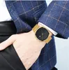 Armbandsur lyxigt enkelt företag guldklocka män super smala handledsklockor rostfritt stål mesh bälte kvarts relojes para hombre