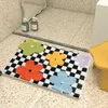 Carpet Flower Grid Doormat Plush Shower Mat Microfiber Bathtub Floor Mat Entrance Bathroom Absorb Mat Cute Pet Rug Tapis Salle De Bain 231122