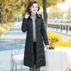 Damesgeul Lagen Parkas Winter Winter Women Warm Long Coat XL-5XL Hooded kan verwijderde katoenen gevotneerde kleding vrouwelijke vaste jas roepa's