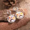 Dangle Earrings Fashion Enamel Colorful Painting Flower For Women Sweet Pearl Jewelry Metal Peacock Tail Color Hanging Ladies'