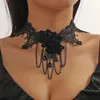 Pendentif Colliers NCEE Mode européenne et américaine Bijoux transfrontaliers Punk Dentelle Gothique Faux Collier Collier Gland Clavicule Chaîne