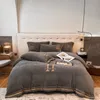 Distinctive designer bedding simply pure color letter bedroom bedroom household items luxury skin friendly 4pcs set bedding set solid color JF015 B23