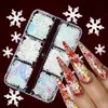 Decorações de arte de unha holográfica floco de neve lantejoulas glitter flocos encantos acessórios natal manicure design suprimentos para festas 231121