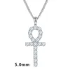 Fine Jewelry Fashion Unisex Sterling Sier Gold Plated Vvs 5Mm Moissanite Diamond Ankh Cross Pendant Necklace