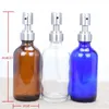 8 Ounce Empty Glass Boston Pump Bottles with Stainless Steel Pump Dispenser for Essential Oil, Soap Liquid, Lotion Bvgmt