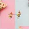 Charms Charms 10Pcs Letter Birthday Cake Enamel For Jewelry Making Earring Bracelet Keychain Accessories Diy Drip Oil Alloy Pendants D Dhph9