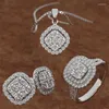 Necklace Earrings Set Sweet Crystal Women Wedding Earring Ring Fashion Jewelry Silver Plated Zircon Jewellery For Bride Gift Dz567