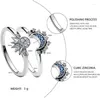 Anillos de boda 2023 en Summe Pareja Celestial Azul Luna brillante y anillo de sol para mujeres Joyería de compromiso de banda de dedo apilable