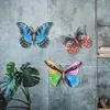 Garden Decorations 4st Metal Farterfly Wall Hanging Sculpture Artwork Miniaturas Animal Outdoor Statyes for Yard 230422