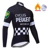 2022 Peugeot Winter Thermal Fleece Cycling Jersey MTB Bike Clothing Cycling Shirts Long Ropa Ciclismo Invierno Hombre Maillot255D