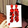 Dangle Küpeler Vintage Petal Pentientes Kadınlar İçin Piercing Bohem Akrilik Gül Çiçek Püskül Uzun Küpe Mavi Kırmızı Moda Takı