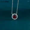 Ciondoli JoiasHome Trendy Argento 925 Gioielli Pietre preziose Collana con pendente per le donne a forma di cuore Rubino Zircone Regalo di anniversario femminile Festa