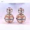 Stud Earrings Luxury Hollow Designer Colorful Zircon Two Side Ball Vintage Enthic Jewelry For Women Party Gift