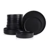 Dishes Plates Stone Lain Cecile Stoare 12-Piece Round Dinnerware Set Black serving dishes sets 231121